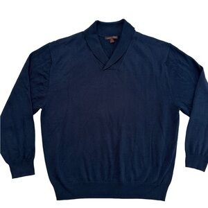 Linea Uomo V-neck Collared Dark Blue Sweater Size XXL